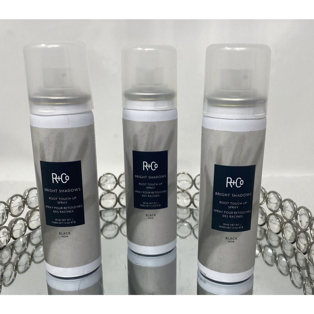 Lot of 3 ~R+Co BRIGHT SHADOWS Root Touch-Up Spray BLACK 1.5oz